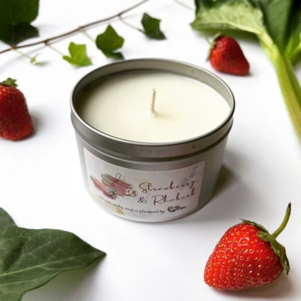 strawberry and rhubarb candles