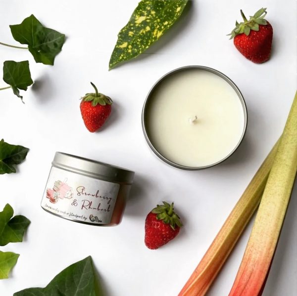 summer candles strawberry and rhubarb